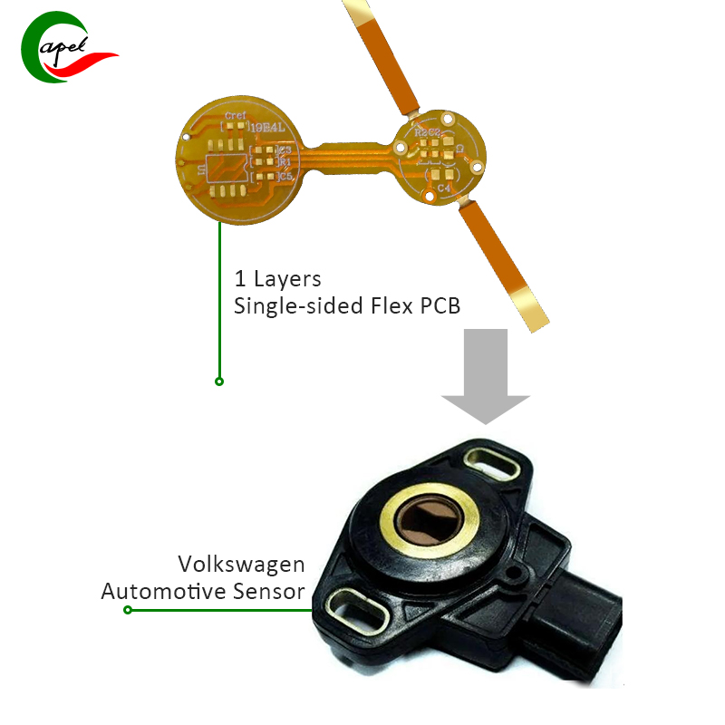 Volkswagen සඳහා Capel's විඛාදන-ප්‍රතිරෝධී, අධි-උෂ්ණත්වය සහිත 1-ස්ථර තනි-පාර්ශ්වික Flex PCB සමඟ මෝටර් රථ සංවේදක විප්ලවීයකරණය කිරීම