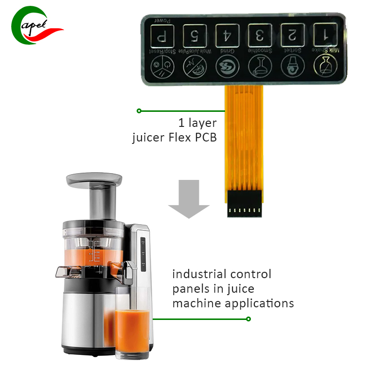 vårt nye 1-lags fleksible PCB-kort, spesielt designet for å gi en pålitelig løsning for industrielle kontrollpaneler i juicemaskinapplikasjoner.