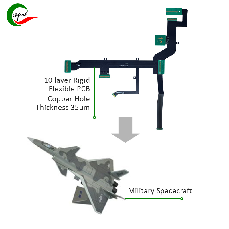 Sirkuit Fleksibel Kaku 10 Lapisan Kustom Produsen Pcb Giliran Cepet kanggo Pesawat Angkasa Militer