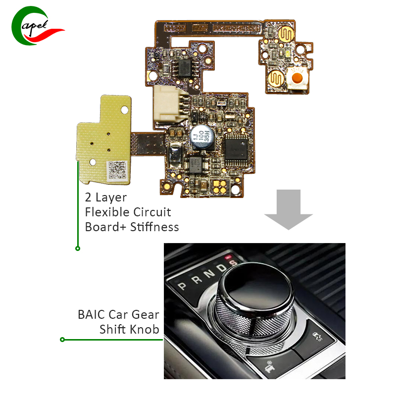 примената на 2-слојната флексибилна ПХБ на Capel на копчето на менувачот на автомобилот BAIC ја револуционизира автомобилската индустрија.