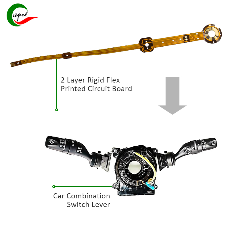 Capelov 2-slojni rigid-flex PCB s visokim prianjanjem i pouzdanošću je skrojen kako bi zadovoljio stroge zahtjeve GAC poluga kombiniranih prekidača za putnička vozila.