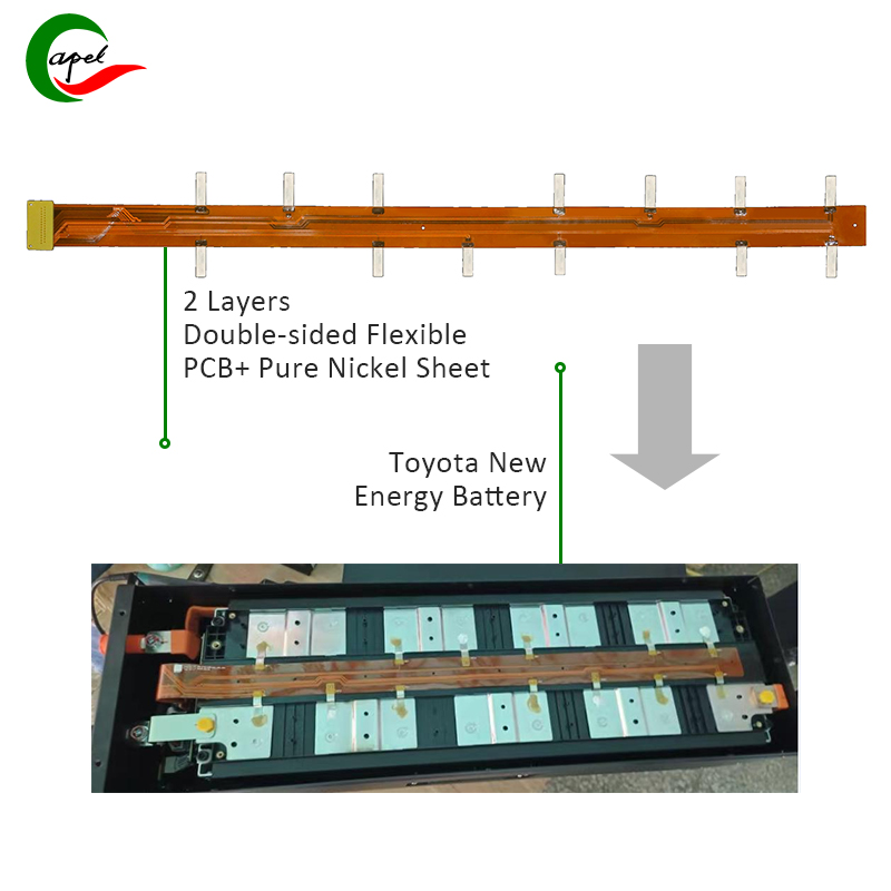 Yangi energiya batareyasida qo'llaniladigan 2 qatlamli ikki tomonlama FPC PCB + toza nikel plitasi