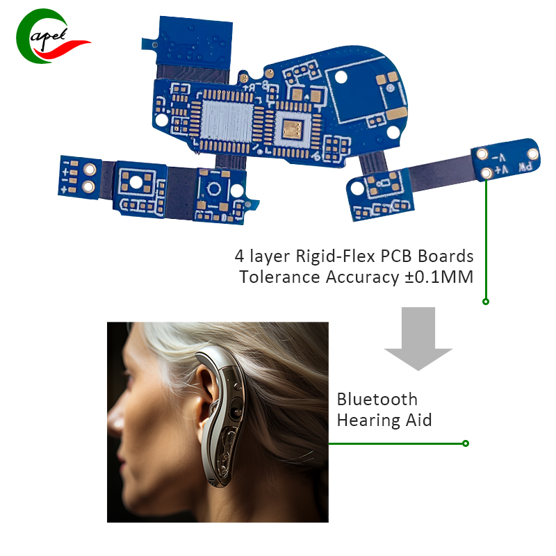 ဘလူးတုသ် အကြားအာရုံအကူအညီအတွက် အွန်လိုင်း 4 အလွှာ Rigid-Flex PCB ဘုတ်များ ထုတ်လုပ်ခြင်း။