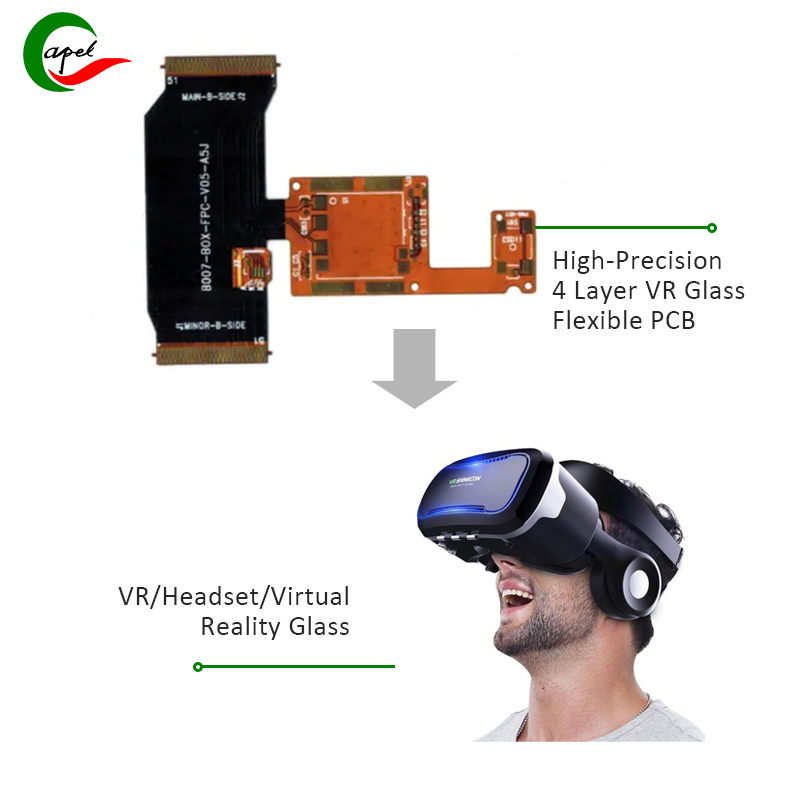 අධි-නිරවද්‍ය 4-ස්ථර නම්‍යශීලී PCB, VR අතථ්‍ය යථාර්ත කණ්ණාඩි සඳහා විශ්වාසදායක සහ කාර්යක්ෂම විසඳුම් සැපයීම සඳහා විෙශේෂෙයන් නිර්මාණය කර ඇත.