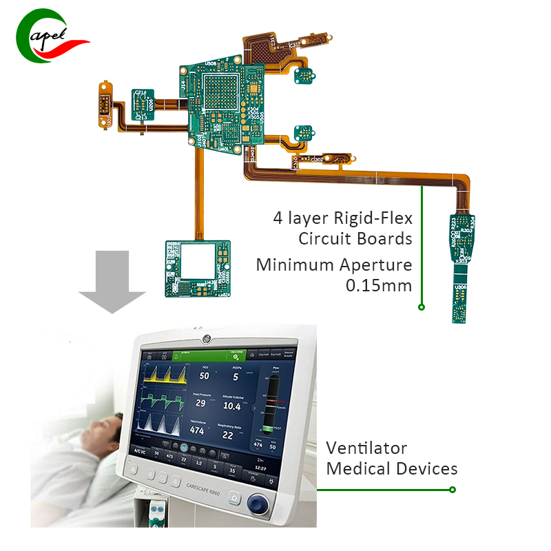 4 wosanjikiza Mabodi Ozungulira Olimba-Flex Rapid PCB Prototype Fab for Ventilator Medical Devices