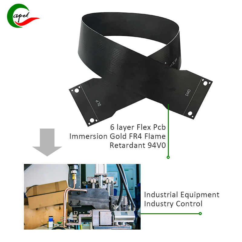 6 ciseal Óir Tumoideachais Flex Pcb FR4 Retardant lasair 94V0 atá i bhfeidhm i Rialú Tionscal Trealamh Tionscail