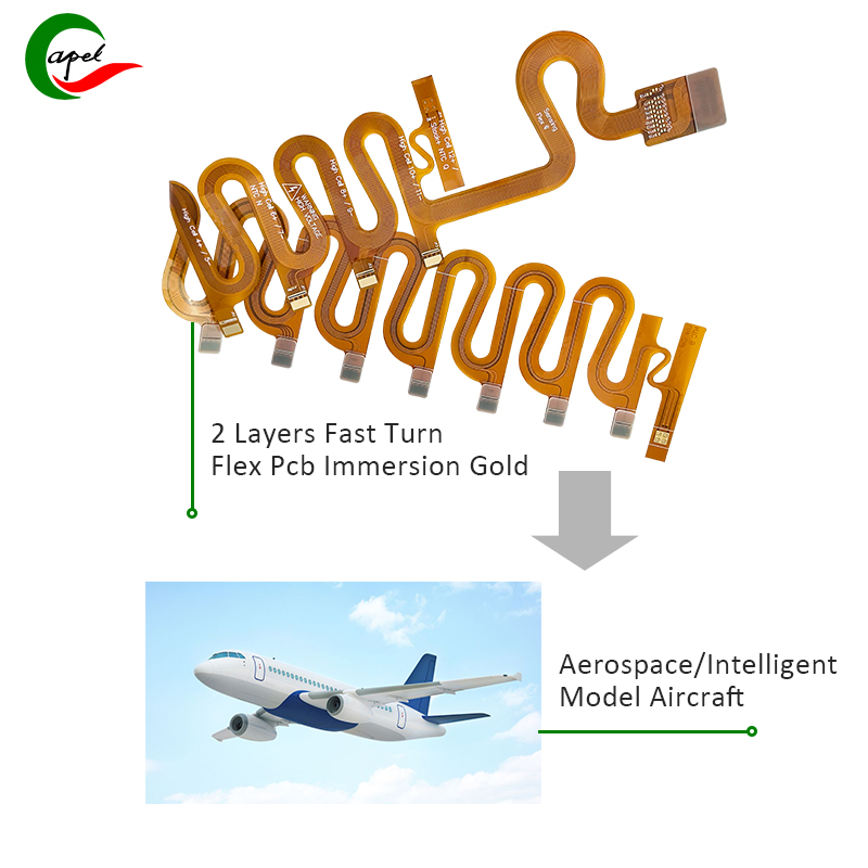 2 ფენის მოქნილი ბეჭდური სქემების დაფა, რომელიც გამოიყენება ინტელექტუალური მოდელის თვითმფრინავების აეროკოსმოსში.