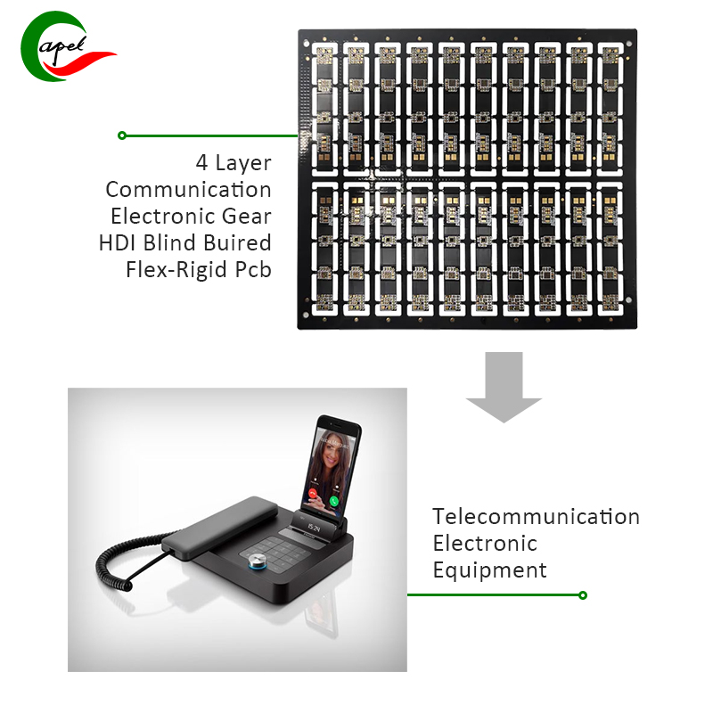 Komunikasi 4 Lapisan Gear Elektronik HDI Blind Buired Flex-Rigid Pcb