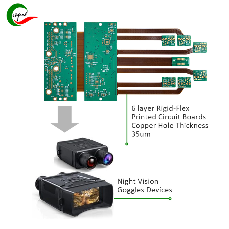 6 layer Rigid-Flex Printed Circuit Boards Pcb Manufacturing for Night Vision Goggles 